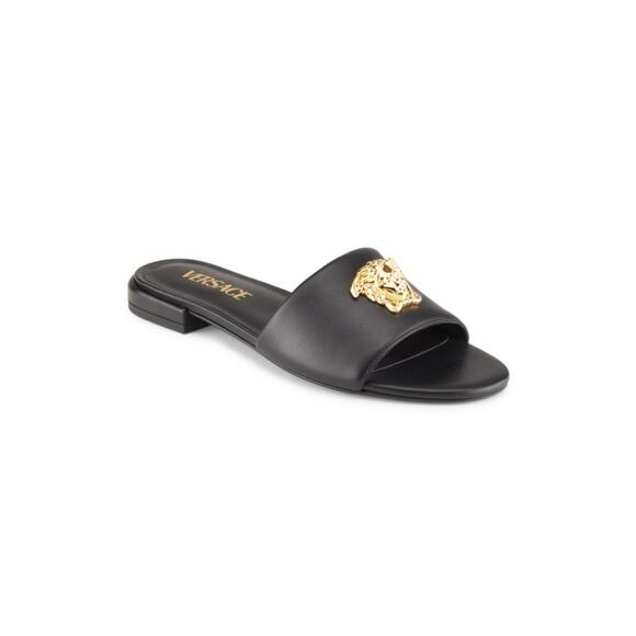 NIB - Versace - La Medusa Leather Flat Sandal - Picture 3 of 5
